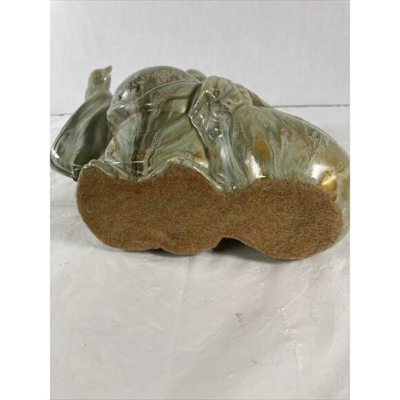 Happy Buddha Pointing Right Green Rare Hotei Smiling Wealth Prosperity Vintage - Picture 9 of 12